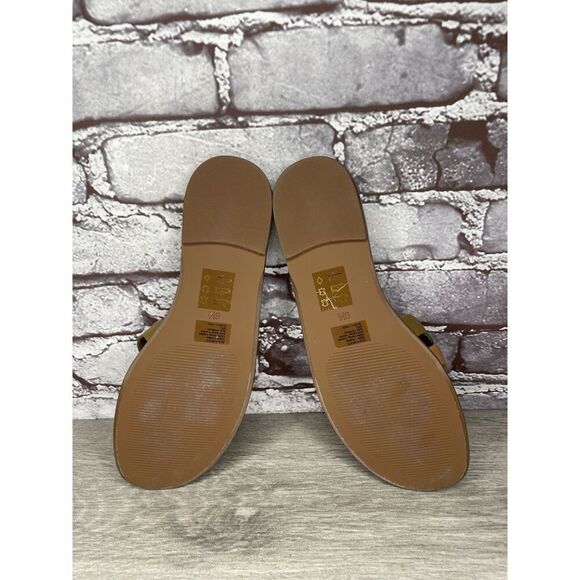 Madewell Brown Green Wavy Snake Embossed Leather Slides Flats Sandals Women 6.5M - Picture 13 of 16